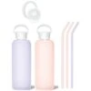 COTTON CANDY - DEMI BOTTLE SET 650ML (22 OZ) -Drinkware Shop bkr bottle sip kit glass silicone water bottle silicone straw straw cap 22oz cotton candy demi bottle set 650ml 22 oz mxpfctb m22pb 35468442763435