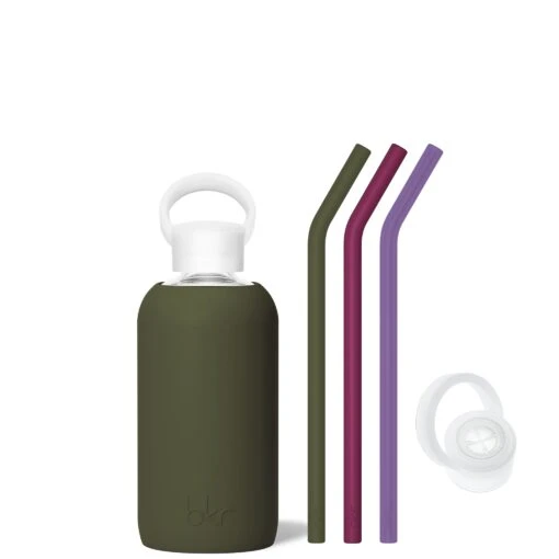 OLIVE & THE MARTINI & MANI - LITTLE BOTTLE SIP KIT 500ML (16 OZ) -Drinkware Shop bkr sip kit silicone straw cap glass water bottle 16oz olive the martini mani little bottle sip kit 500ml 16 oz grommpb t16pb 34977259061419