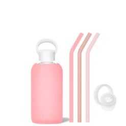 ROSE & THE CHAMPAGNE PINKS - LITTLE BOTTLE SIP KIT 500ML (16 OZ) -Drinkware Shop bkr sip kit silicone straw cap glass water bottle 16oz rose the champagne pinks little bottle sip kit 500ml 16 oz pkrcppb t16pb 35005364404395