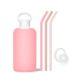 ROSE & THE CHAMPAGNE PINKS - BIG BOTTLE SIP KIT 1L (32 OZ) -Drinkware Shop bkr sip kit silicone straw cap glass water bottle 32oz rose the champagne pinks big bottle sip kit 1l 32 oz pkrcppb t32pb 35005357654187