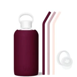 VALENTINA & A KISS ON EACH CHEEK - BIG BOTTLE SIP KIT 1L (32 OZ) -Drinkware Shop bkr sip kit silicone straw cap glass water bottle 32oz valentina a kiss on each cheek big bottle sip kit 1l 32 oz rdvkcpb t32pb 34775392845995