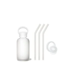 FROST - TEENY BOTTLE SIP KIT 250ML (8 OZ) -Drinkware Shop bkr sip kit silicone straw cap glass water bottle 8oz frost teeny bottle sip kit 250ml 8 oz wtfskpb t08pb 34994506891435