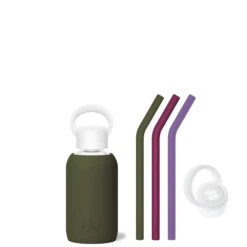 OLIVE & THE MARTINI & MANI - TEENY BOTTLE SIP KIT 250ML (8 OZ) -Drinkware Shop bkr sip kit silicone straw cap glass water bottle 8oz olive the martini mani teeny bottle sip kit 250ml 8 oz grommpb t08pb 34977260994731