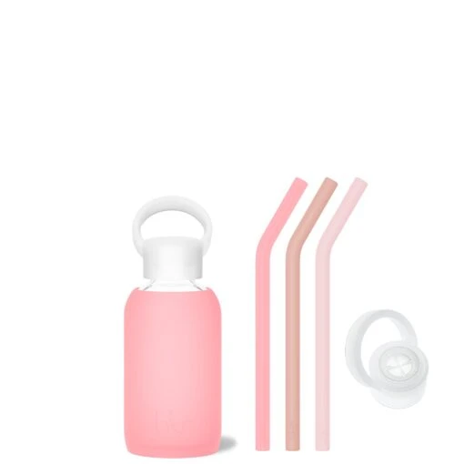 ROSE & THE CHAMPAGNE PINKS - TEENY BOTTLE SIP KIT 250ML (8 OZ) -Drinkware Shop bkr sip kit silicone straw cap glass water bottle 8oz rose the champagne pinks teeny bottle sip kit 250ml 8 oz pkrcppb t08pb 35005365715115